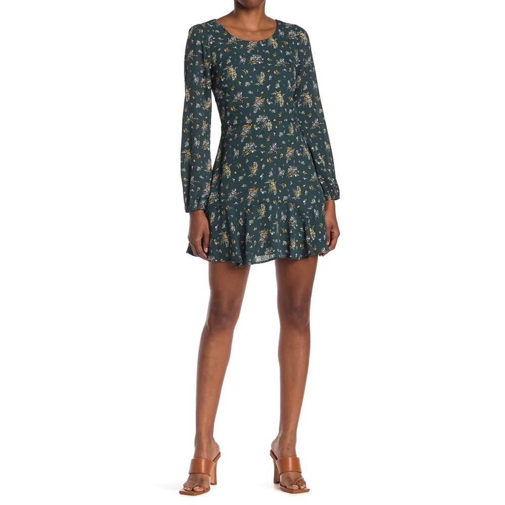 NWT ROW A Floral Long Sleeve Ruffled Mini Dress